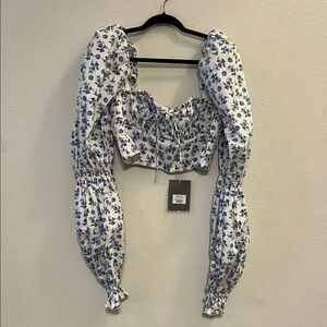 House of CB Millicent Blue and White Top